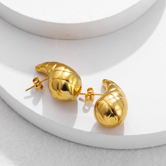 Gold Textured Drop Earrings