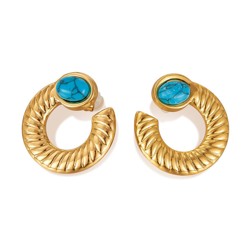 Gold Turquoise Hoop Earrings