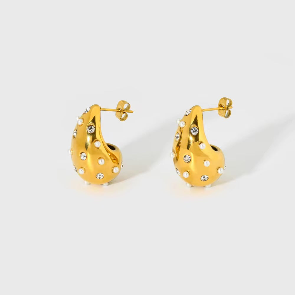 Premium Gold Water Drop Zircon Earrings
