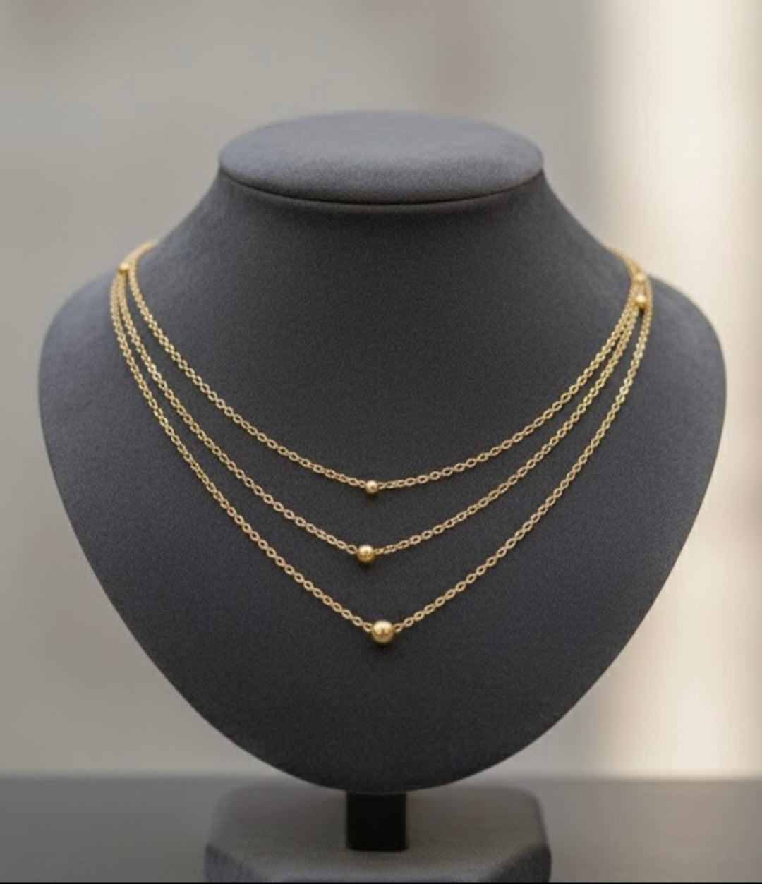 Three Layer Beaded Chain Necklace