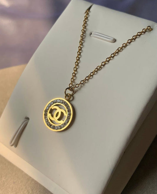 Gold Chanel Zircon Pendant