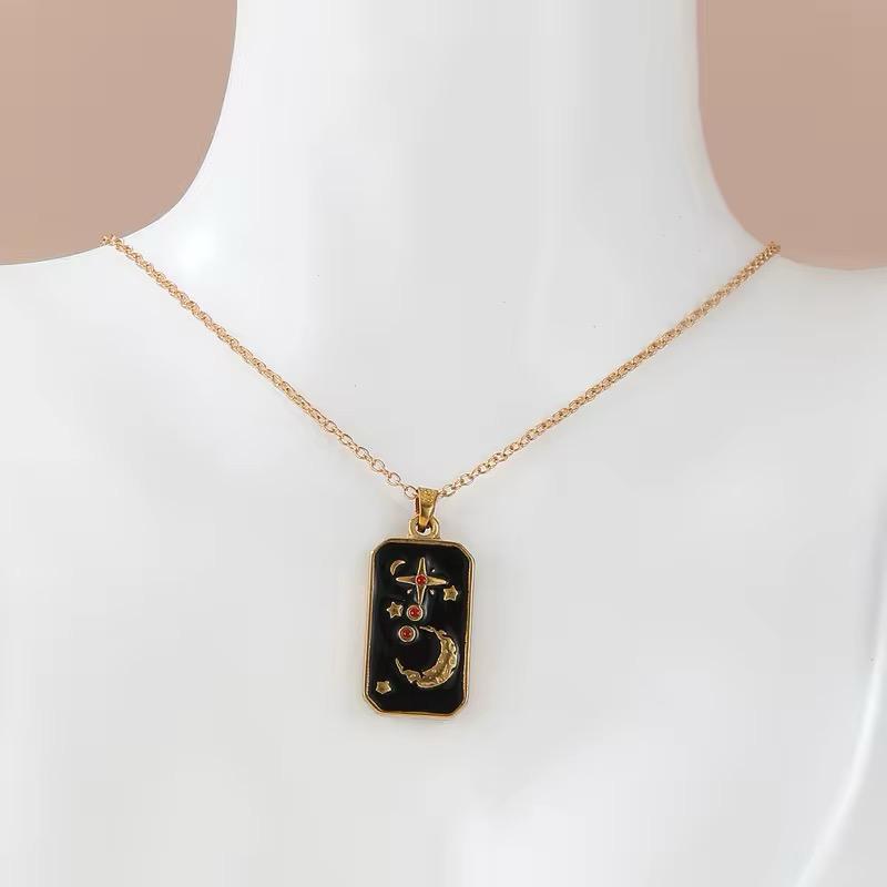Golden Black Tarot Card Pendant
