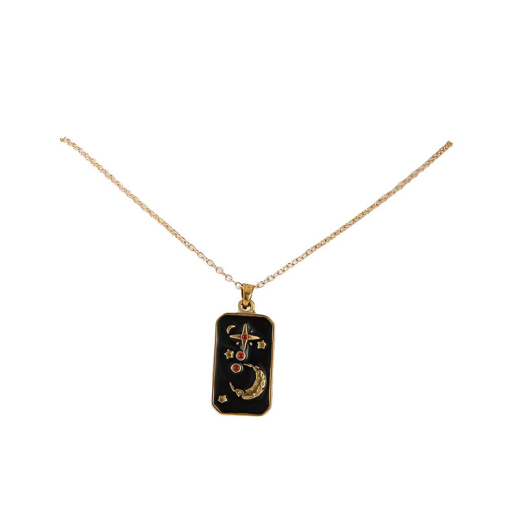 Golden Black Tarot Card Pendant