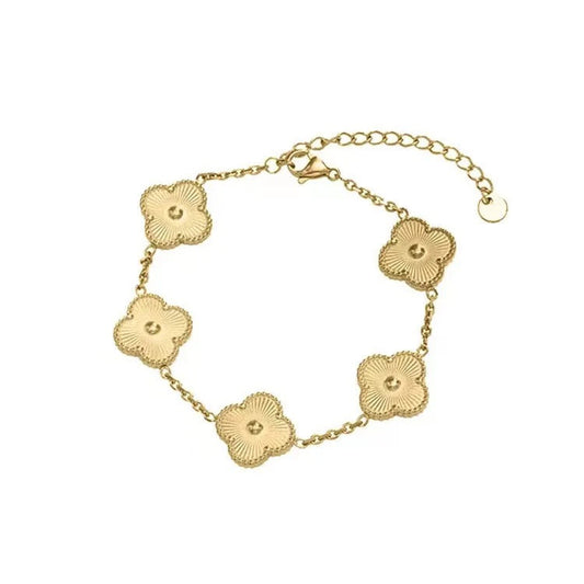 Double Sided Golden Clover Bracelet