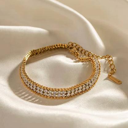 Gold Double Zircon Four Layer Bracelet