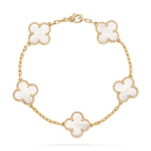 Gold White Clover Bracelet