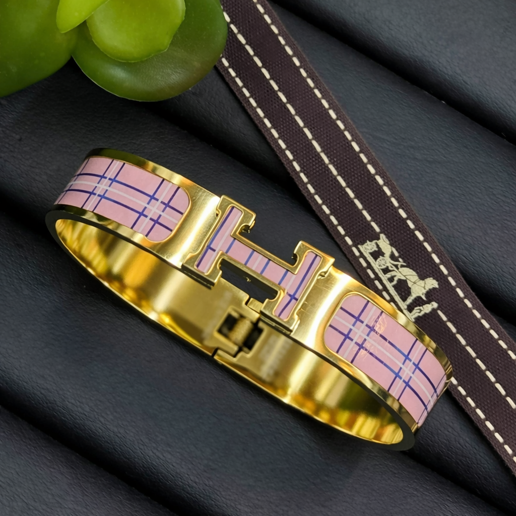 Hermes Clic H Tartan Pink Bracelet