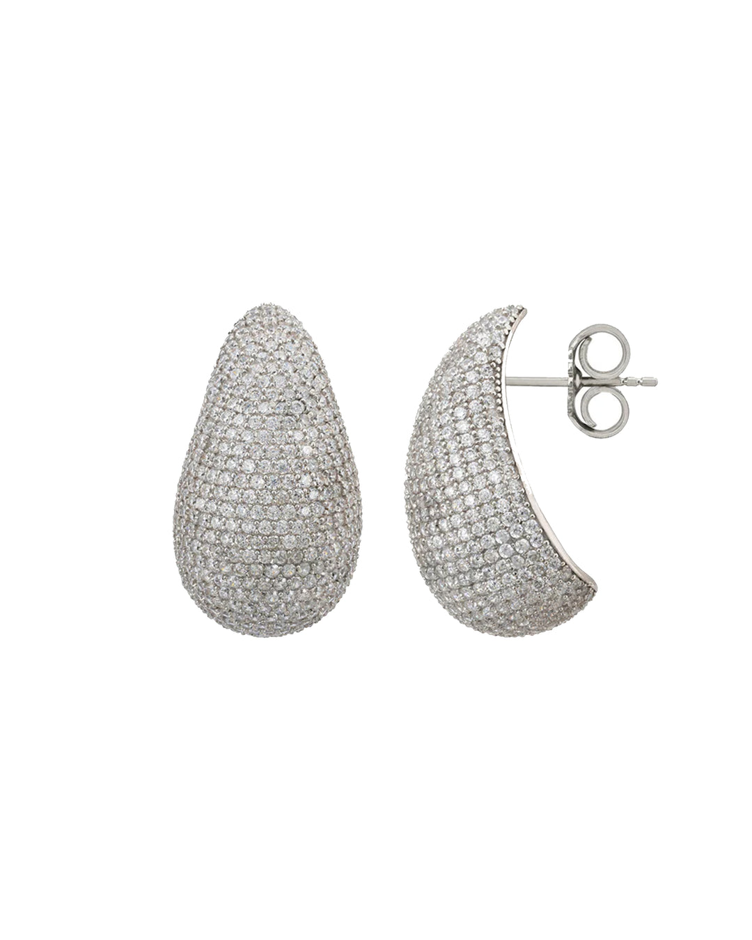 Silver Drop Zircon Earrings