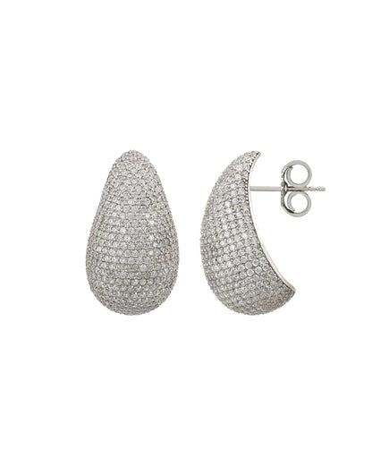Silver Drop Zircon Earrings