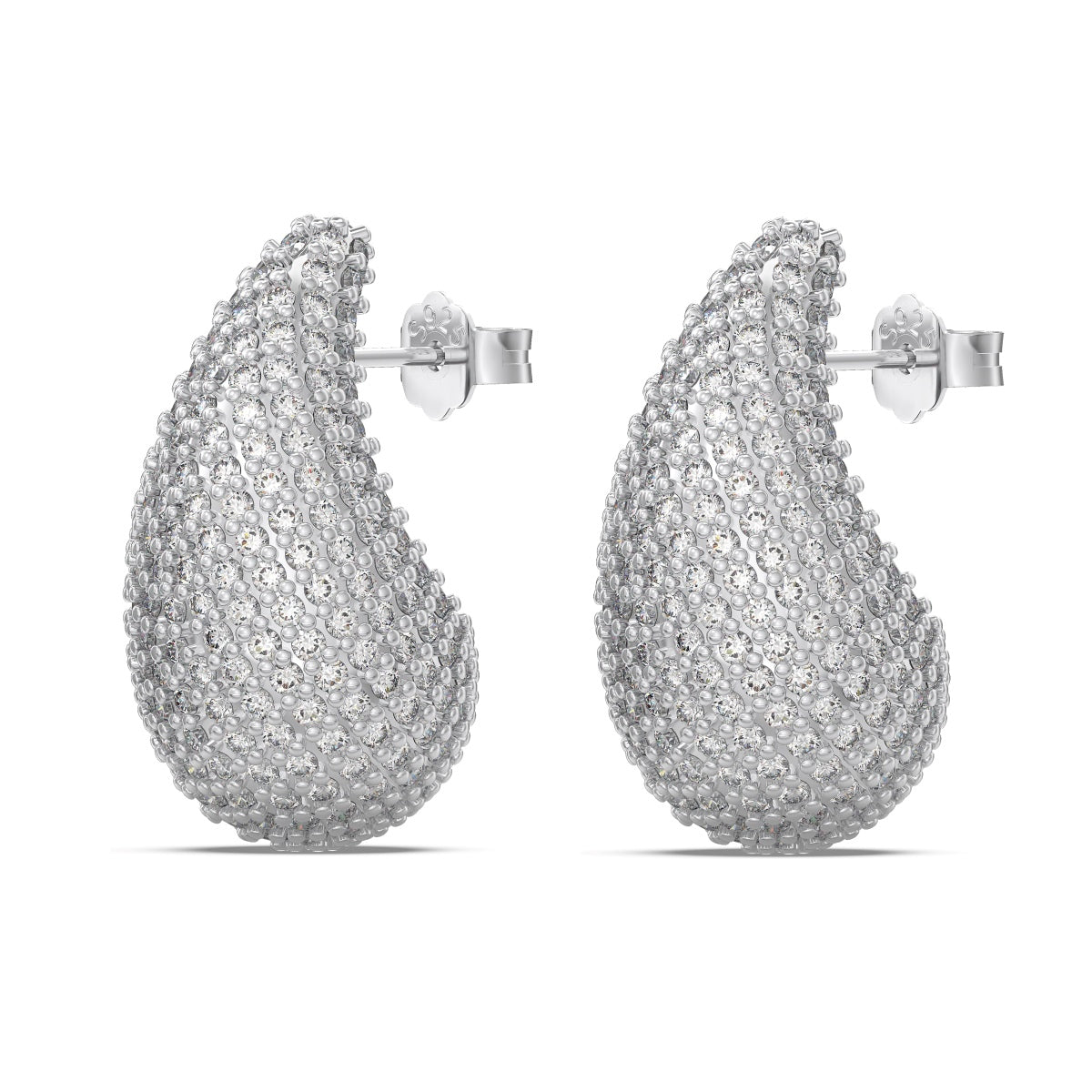 Silver Drop Zircon Earrings