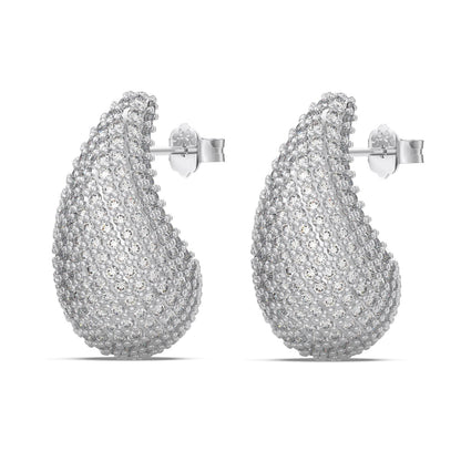 Silver Drop Zircon Earrings
