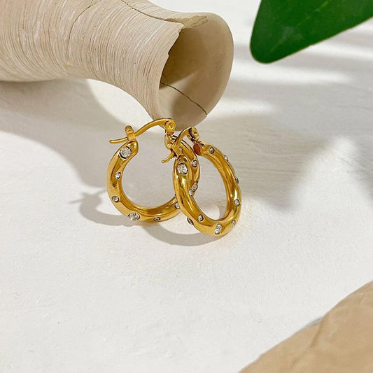 Gold Zircon Hoops