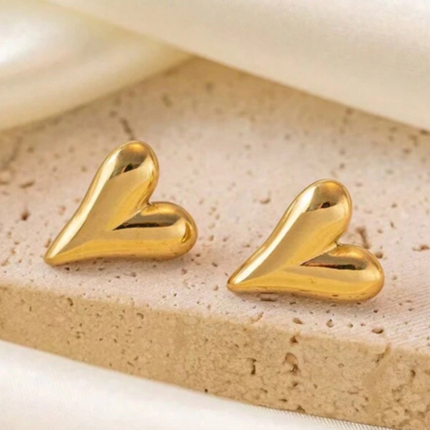 Gold Heart Studs