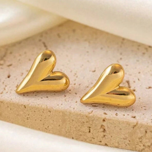 Gold Heart Studs