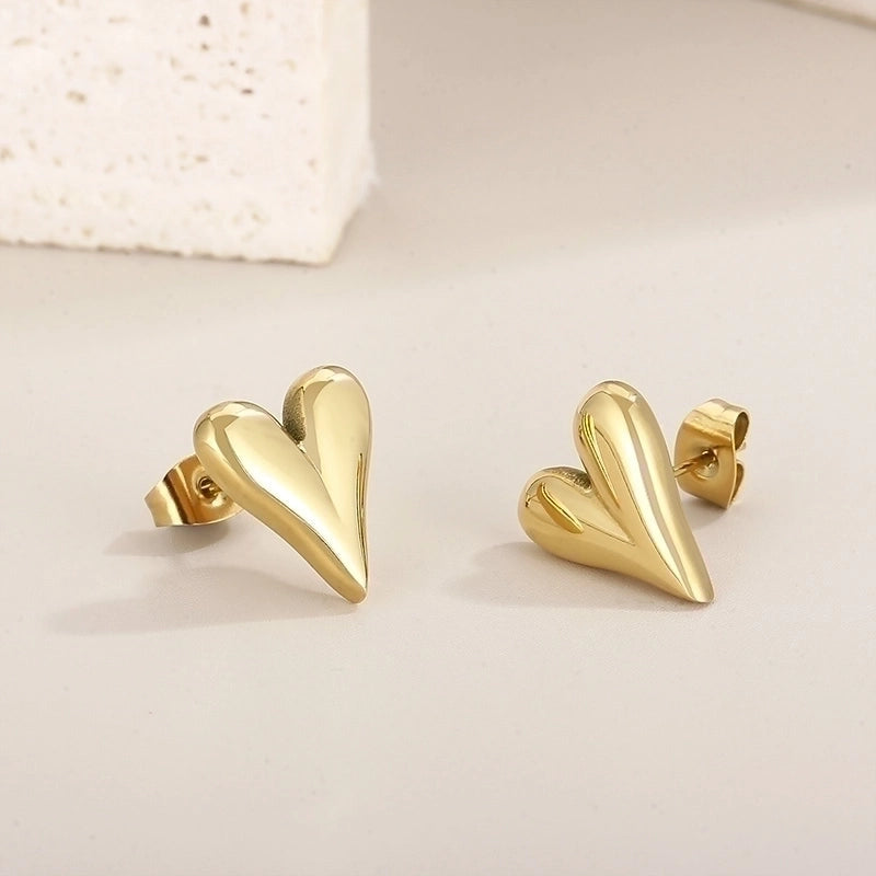 Gold Heart Studs