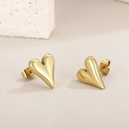 Gold Heart Studs