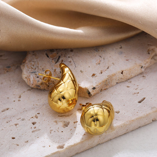 Gold Textured Drop Earrings