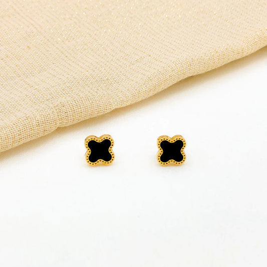 Gold Black Clover Studs