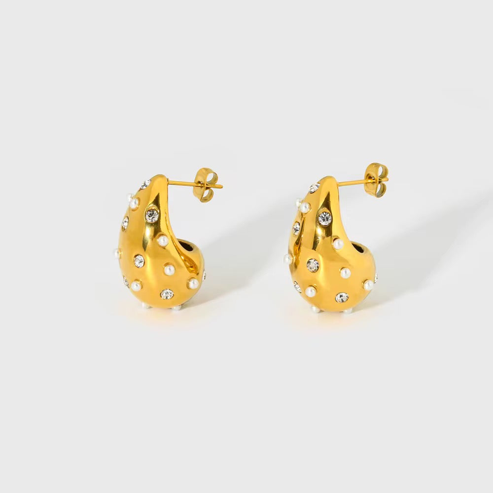 Premium Gold Water Drop Zircon Earrings