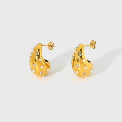 Premium Gold Water Drop Zircon Earrings