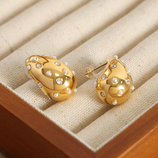 Premium Gold Water Drop Zircon Earrings