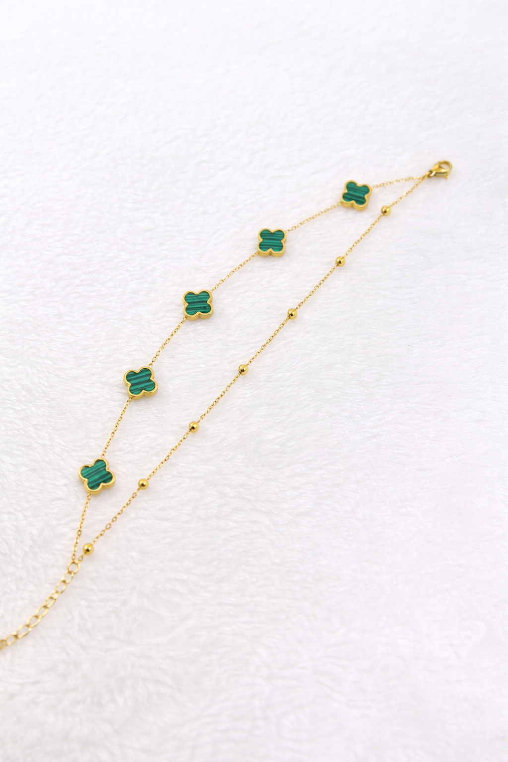 Gold Green Clover Bracelet