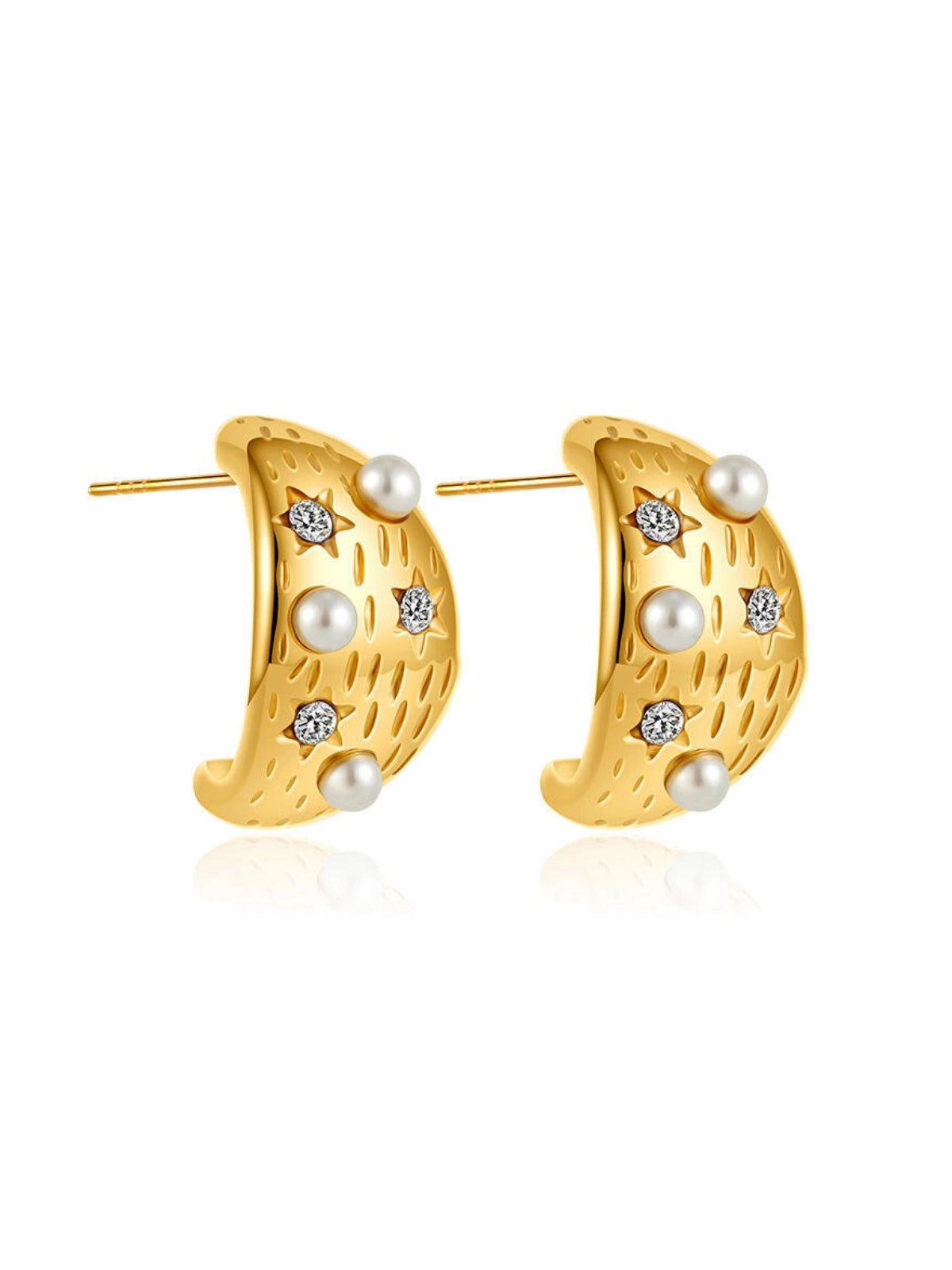 Teardrop Earring with Pearl and Zircon