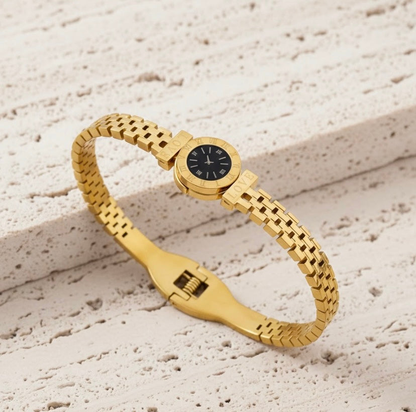 Gold Eclipse Roman Number Bracelet