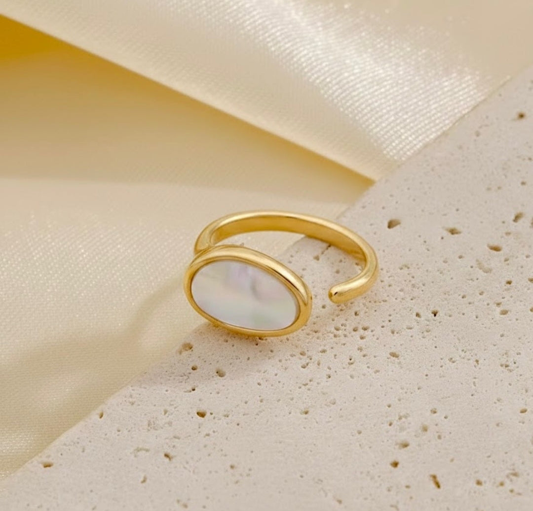 Gold Oval Mother of Pearl Ring