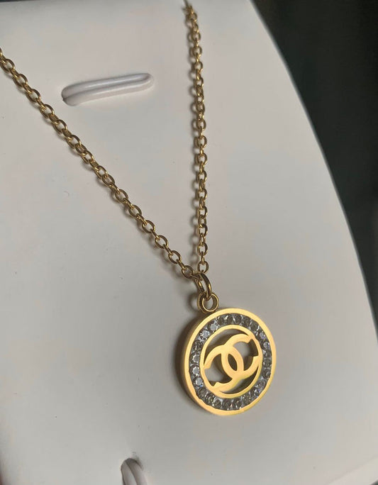 Gold Chanel Zircon Pendant