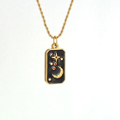 Golden Black Tarot Card Pendant