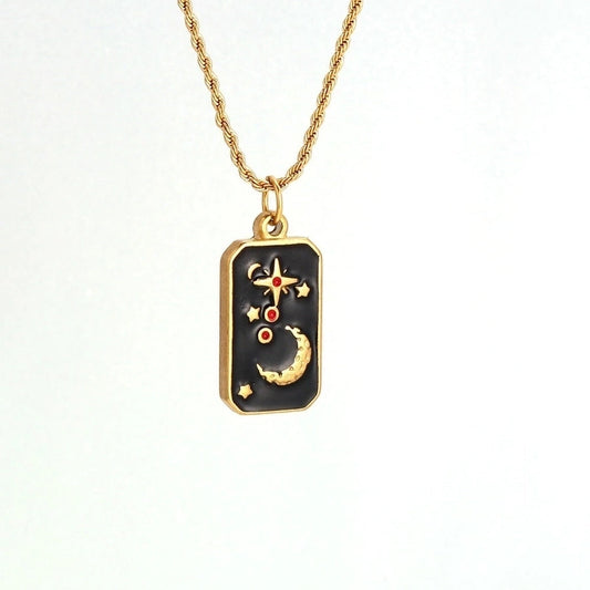 Golden Black Tarot Card Pendant
