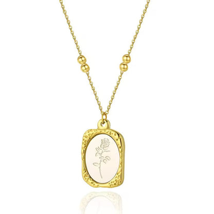 Gold Rose Beaded Chain Pendant