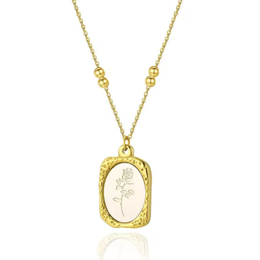 Gold Rose Beaded Chain Pendant