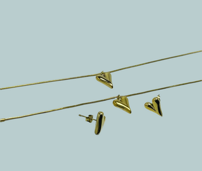Golden Heart Pendant Set