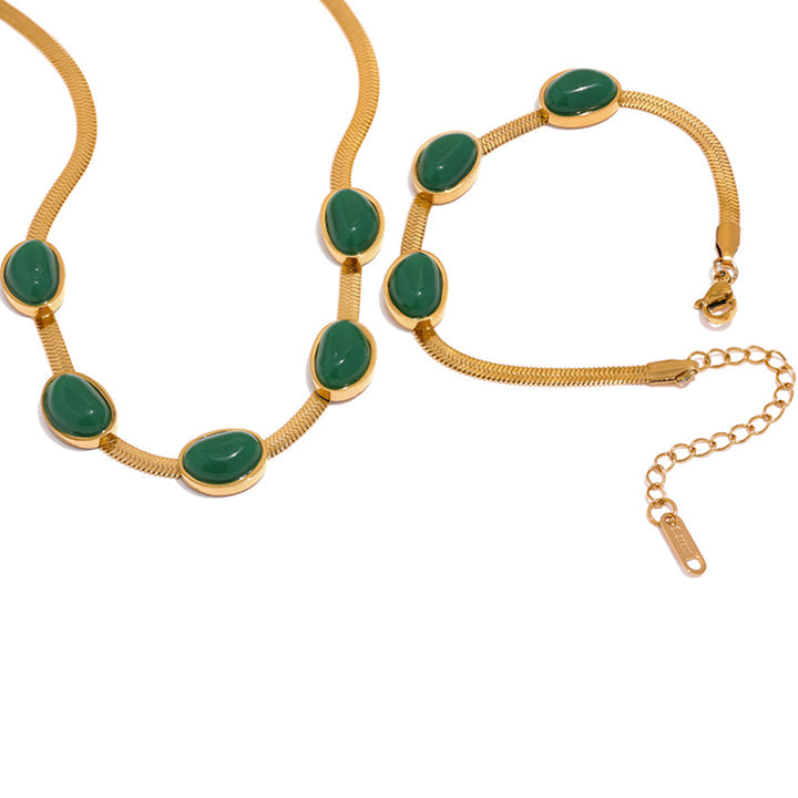 Vintage Emerald Snake Chain Set