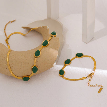 Vintage Emerald Snake Chain Set