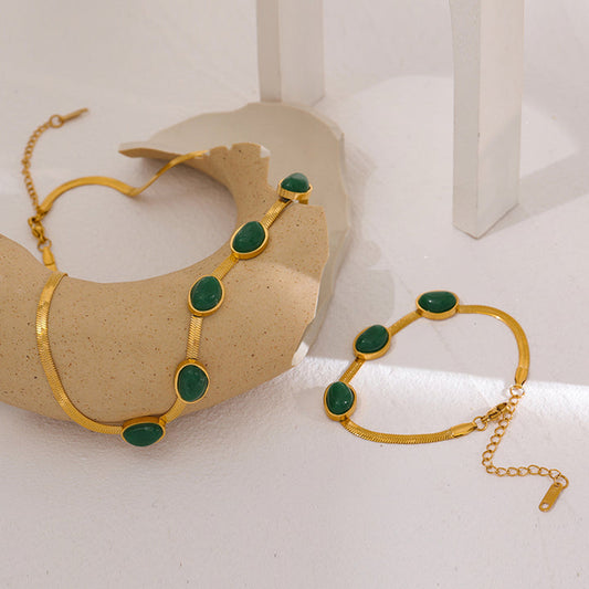 Vintage Emerald Snake Chain Set