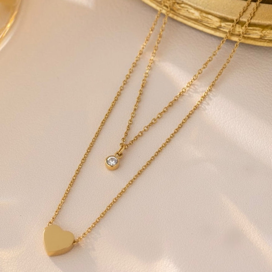 Double Layer Heart Shaped Pendant Necklace