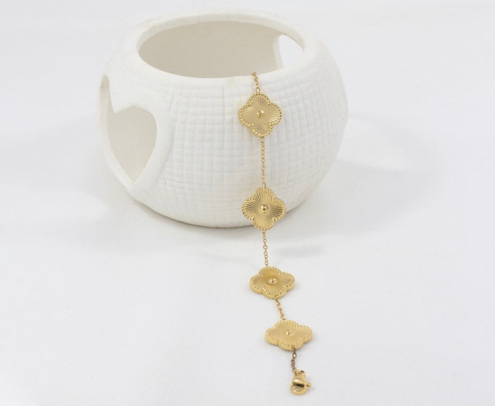 Double Sided Golden Clover Bracelet