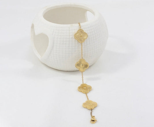 Double Sided Golden Clover Bracelet