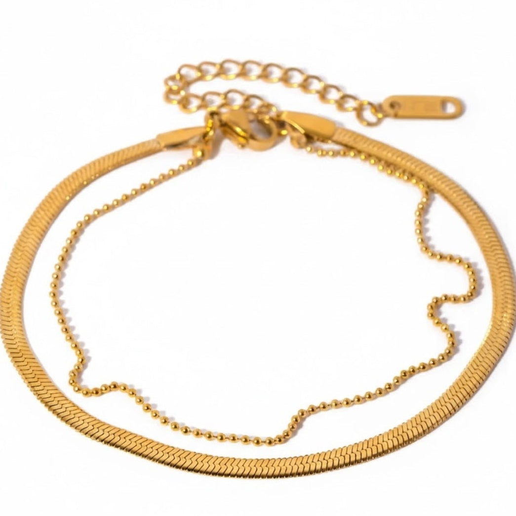 Double Gold Snake Chain Bracelet