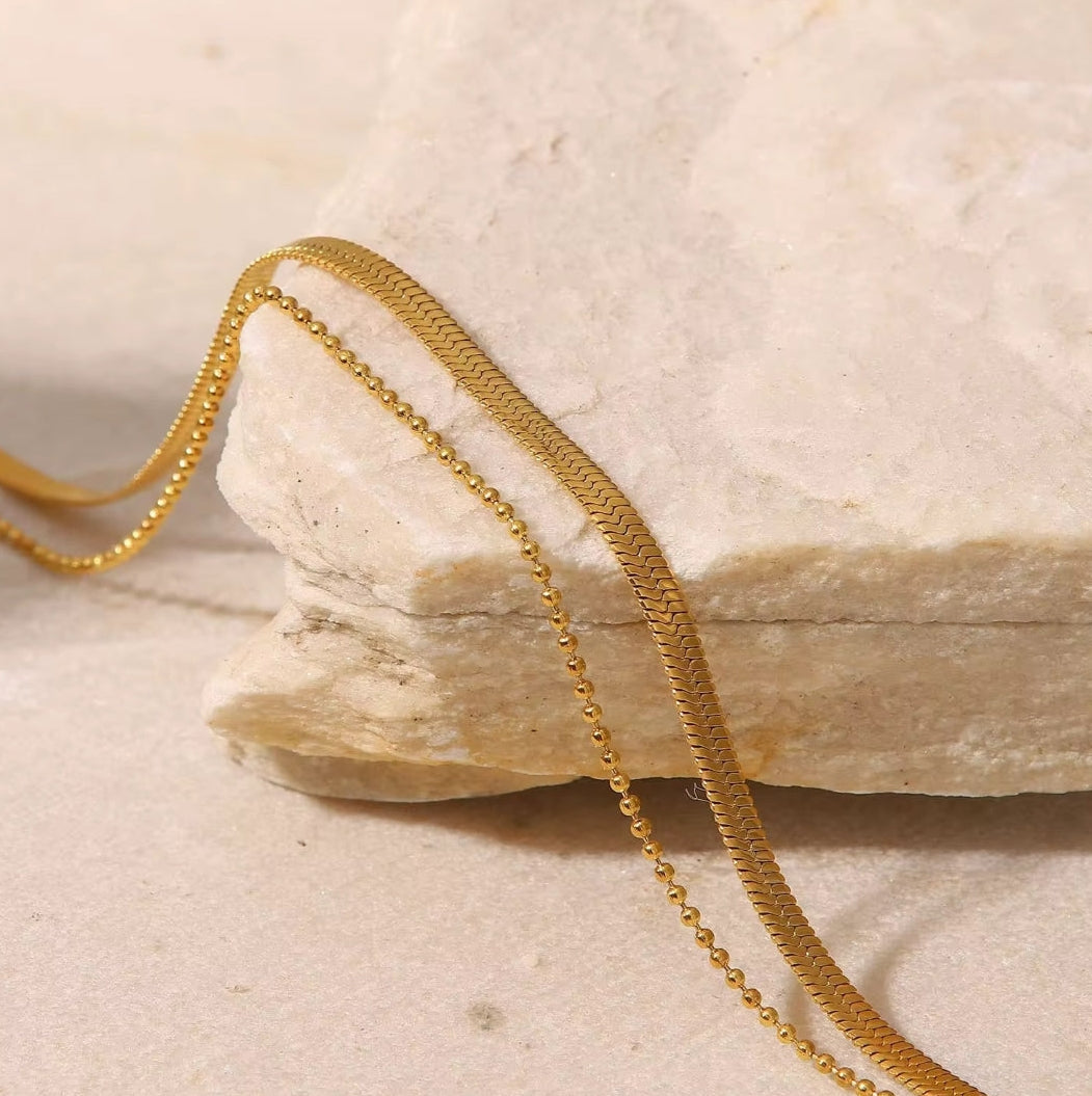 Double Gold Snake Chain Bracelet